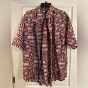 Tommy Hilfiger Red and White Casual Short Sleeve Button Down Shirt size Large